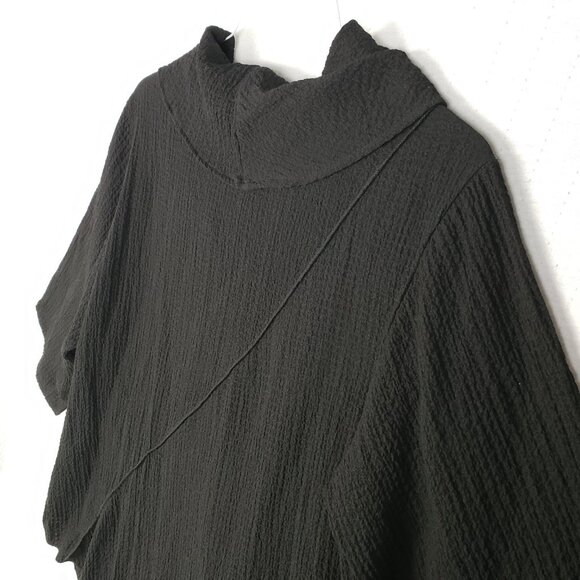 KIYO Asymmetrical Tunic Top Lagenlook Cowl Neck Black 3/4 Sleeve size M Relaxed - Picture 8 of 12